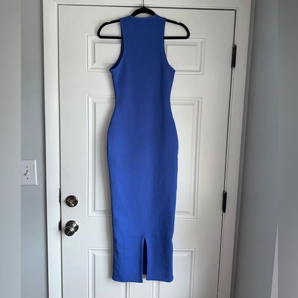 NWT AKIRA RIBBED BLUE MAXI DRESS BODYCON TANK top crew neck size S new - Picture 2 of 5